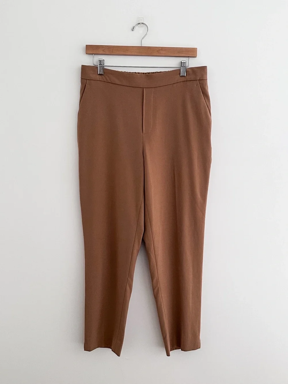 Banana Republic Tapered Pull-On Pant Warm Cognac Brown Cropped Length Size 10